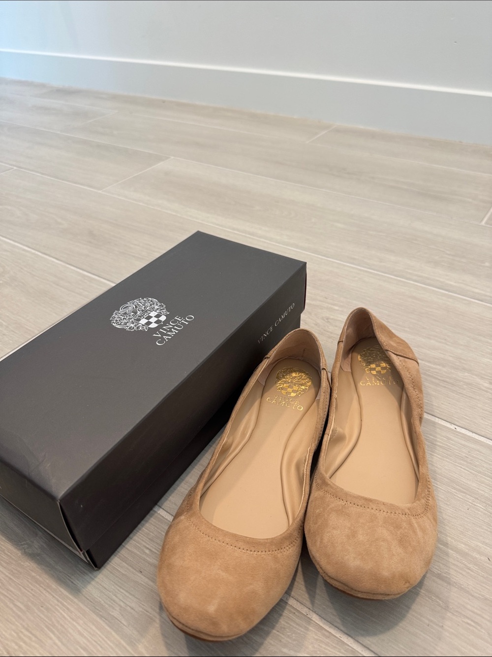 Vince Camuto Camel Suede Ballet Flats - Picture 1 of 7